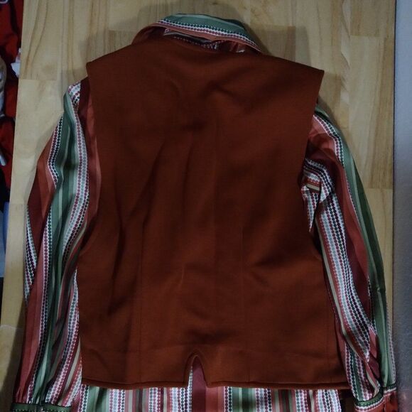 Vintage Jeanique Dots Pattern Polyester Disco Shirt & Career Gear Vest Combo - Picture 4 of 7